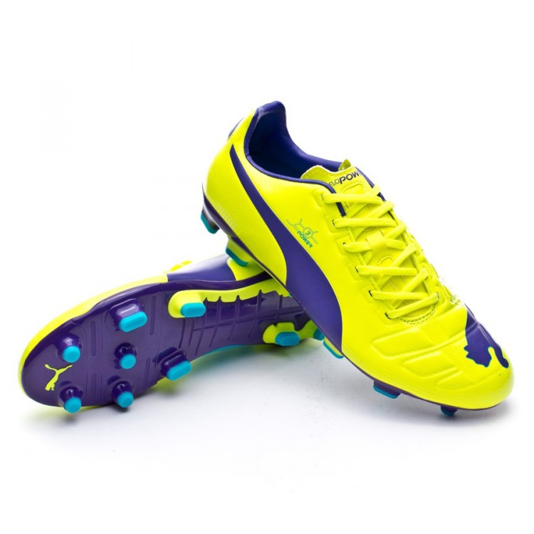 Bota de fútbol Puma evoPOWER 3 FG Fluor yellow-Prism violet-Escuba blue -  Tienda de fútbol Fútbol Emotion