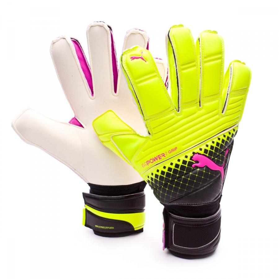 Glove Puma evoPower Grip 2.3 RC Tricks Pink glo-Safety yellow-Black -  Football store Fútbol Emotion