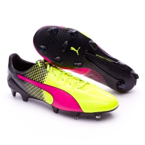 puma football boots pink and yellow