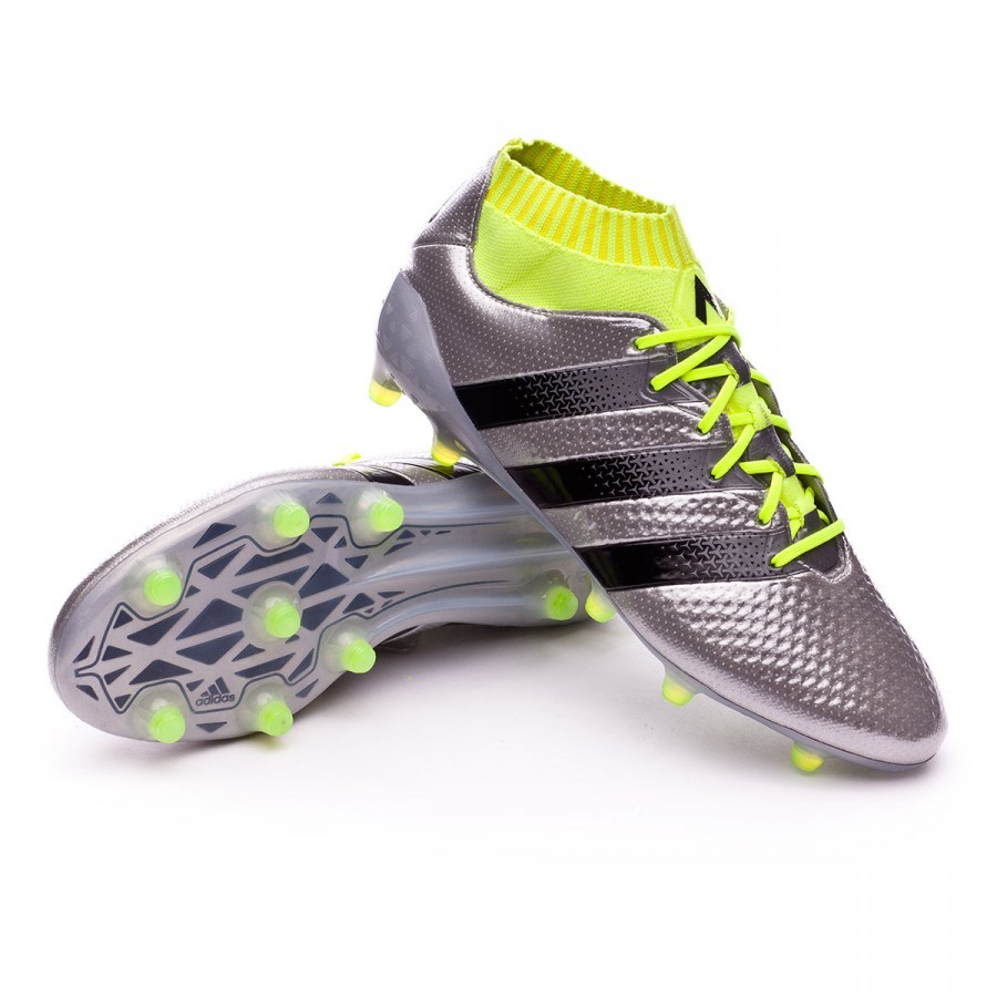 Football Boots adidas Ace 16.1 Primeknit FG Silver metallic-Black-Solar  yellow - Football store Fútbol Emotion