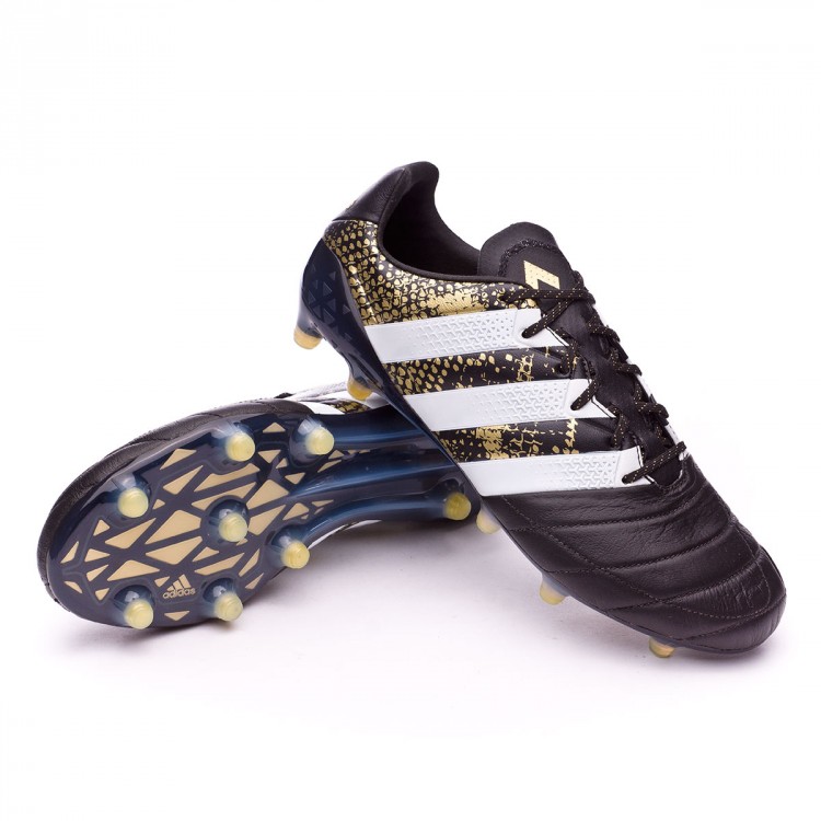Football Boots adidas Ace 16.1 FG Leather Core black-White-Gold metallic -  Football store Fútbol Emotion