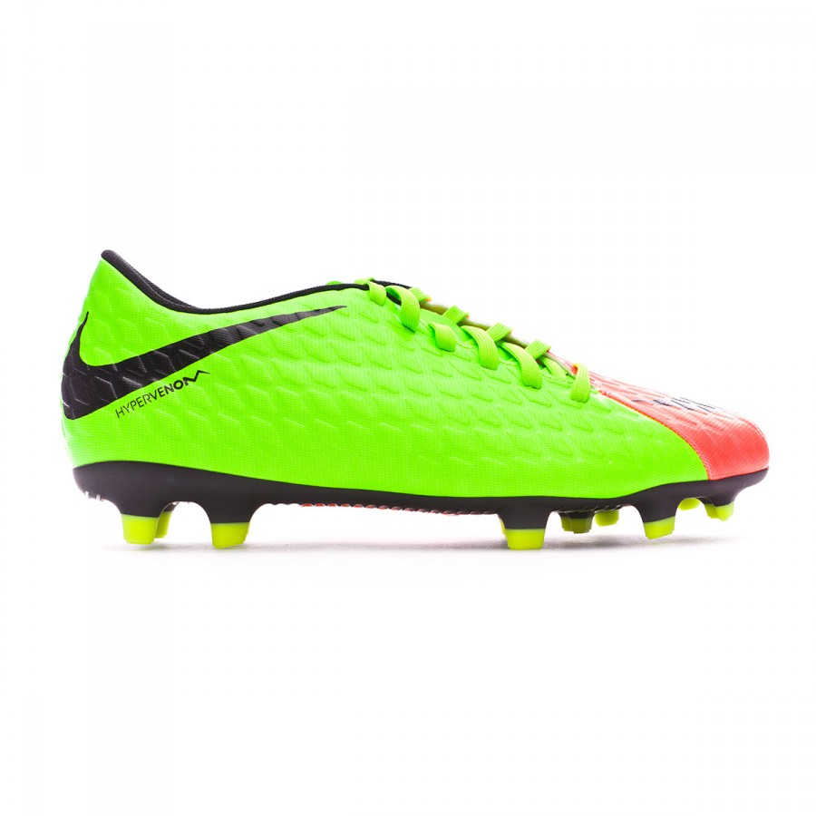 Football Boots Nike Hypervenom Phade III FG Electric green-Black-Hyper  orange-Volt - Football store Fútbol Emotion