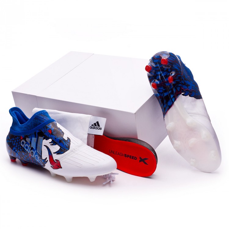 Football Boots adidas X 16+ Purechaos UCL Dragon FG White-Red-Blue -  Football store Fútbol Emotion