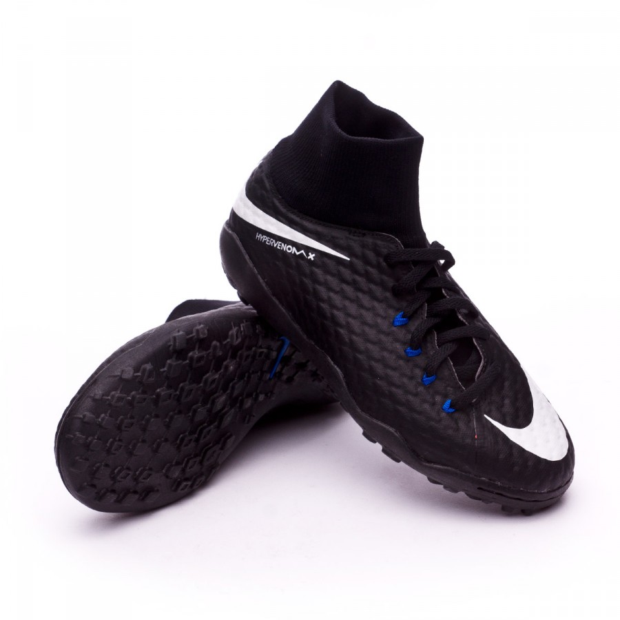 Zapatilla HypervenomX Phelon III DF Turf Niño Black White Game royal Zapatilla HypervenomX Phelon III DF Turf Niño Black White Game royal