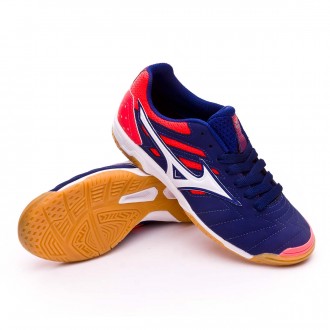 Sapatilha de Futsal  Mizuno Sala Classic 2 IN Crianças Blue print-White-Fiery coral