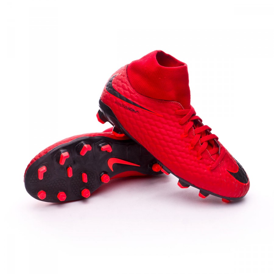 Bota de fútbol Nike Hypervenom Phelon III DF FG Niño University  red-Black-Bright crimson - Leaked soccer