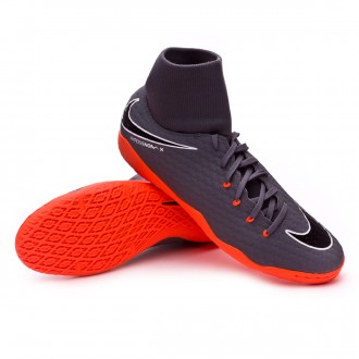 Sapatilha de Futsal  Nike Hypervenom PhantomX III Academy DF IC Dark grey-Total orange-White