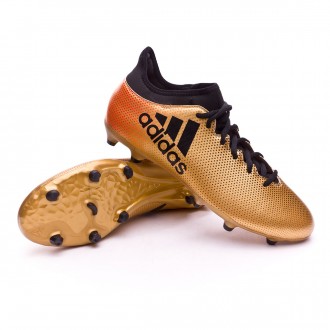Chuteira  adidas X 17.3 FG Tactile gold metallic-Core black-Solar red