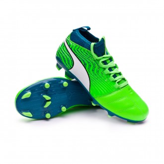 Chuteira  Puma One 18.3 FG Crianças Green gecko-Puma white-Deep lagoon