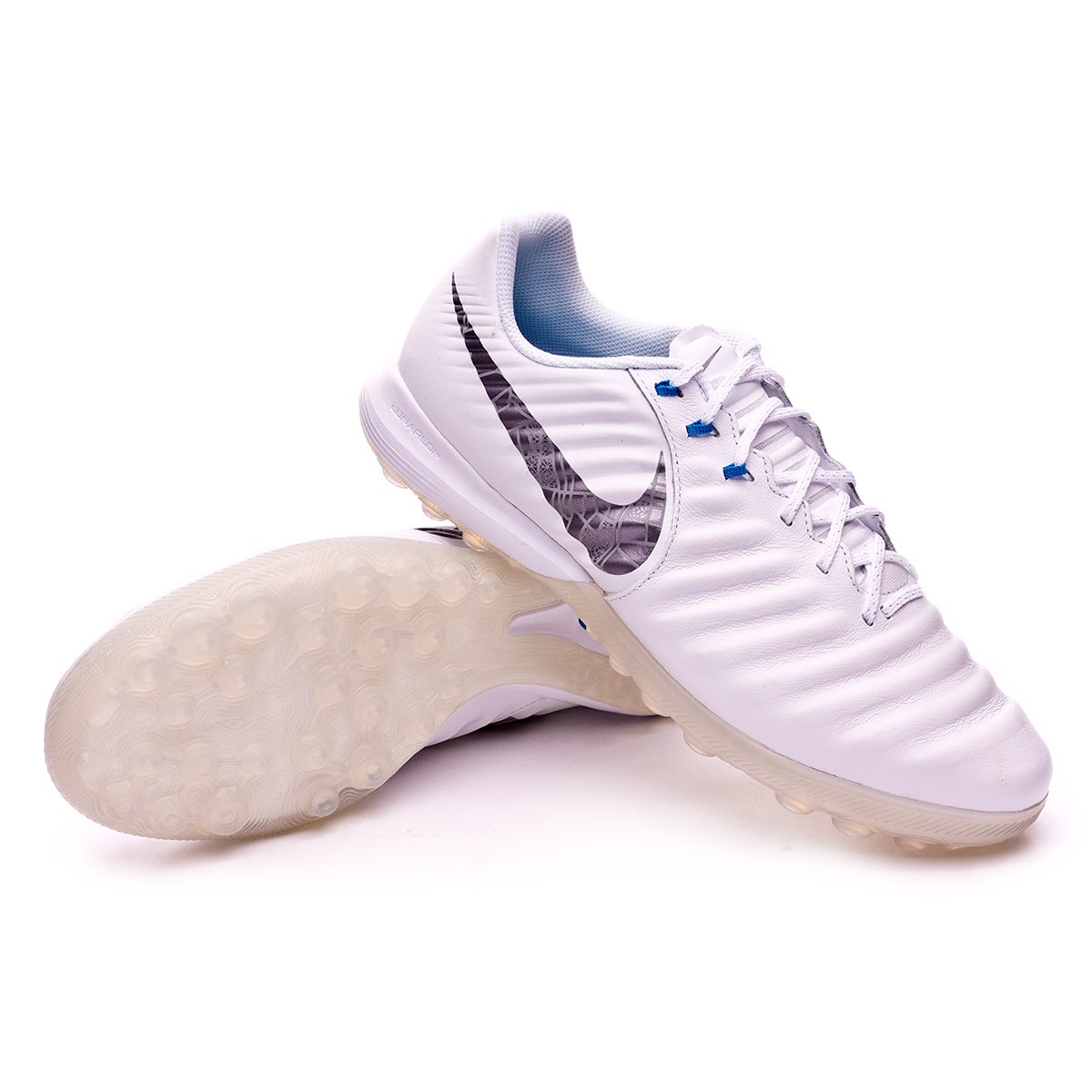 Tenis Nike Tiempo Lunar LegendX VII Pro Turf White-Metallic cool grey-Blue  hero - Tienda de fútbol Fútbol Emotion