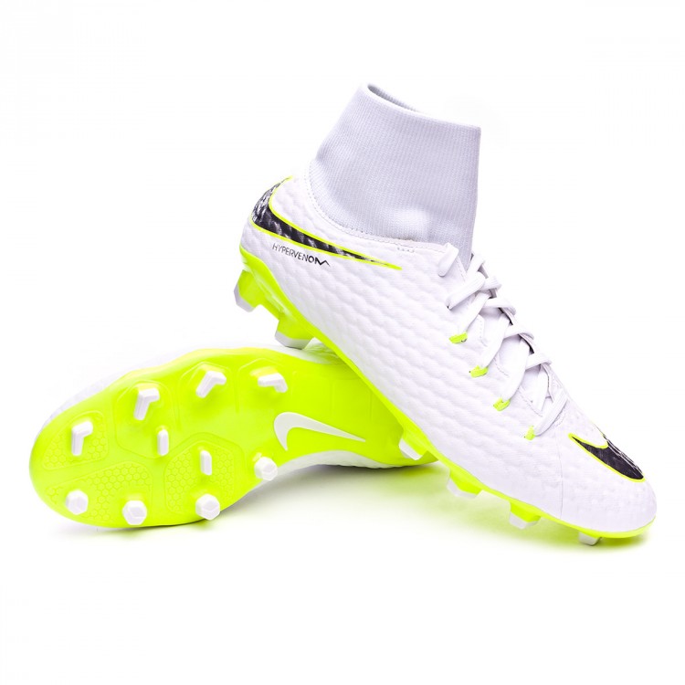 Boot Nike Hypervenom Phantom III Academy DF FG White-Metallic cool  grey-Volt-Metallic cool g - Leaked soccer