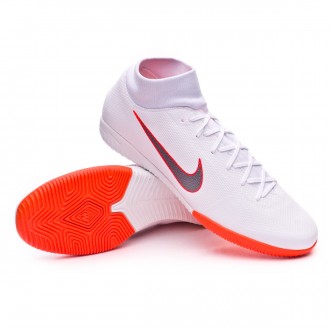 Sapatilha de Futsal  Nike Mercurial SuperflyX VI Academy IC White-Metallic cool grey-Total orange