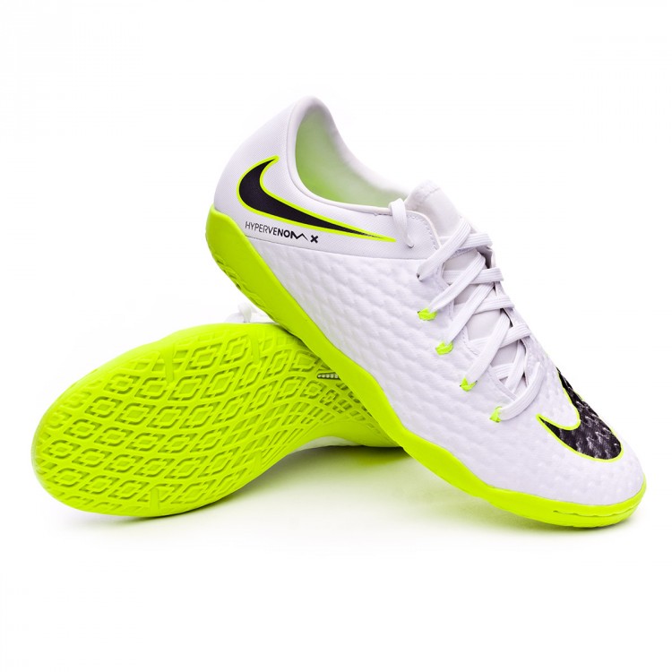 Zapatilla Nike Hypervenom PhantomX III Academy IC White-Metallic cool  grey-Volt-Metallic cool g - Tienda de fútbol Fútbol Emotion