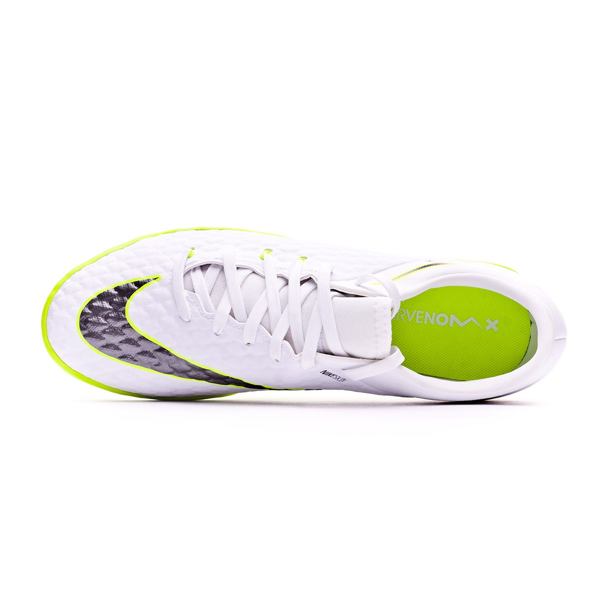 Futsal Boot Nike Hypervenom PhantomX III Academy IC White-Metallic cool  grey-Volt-Metallic cool g - Football store Fútbol Emotion