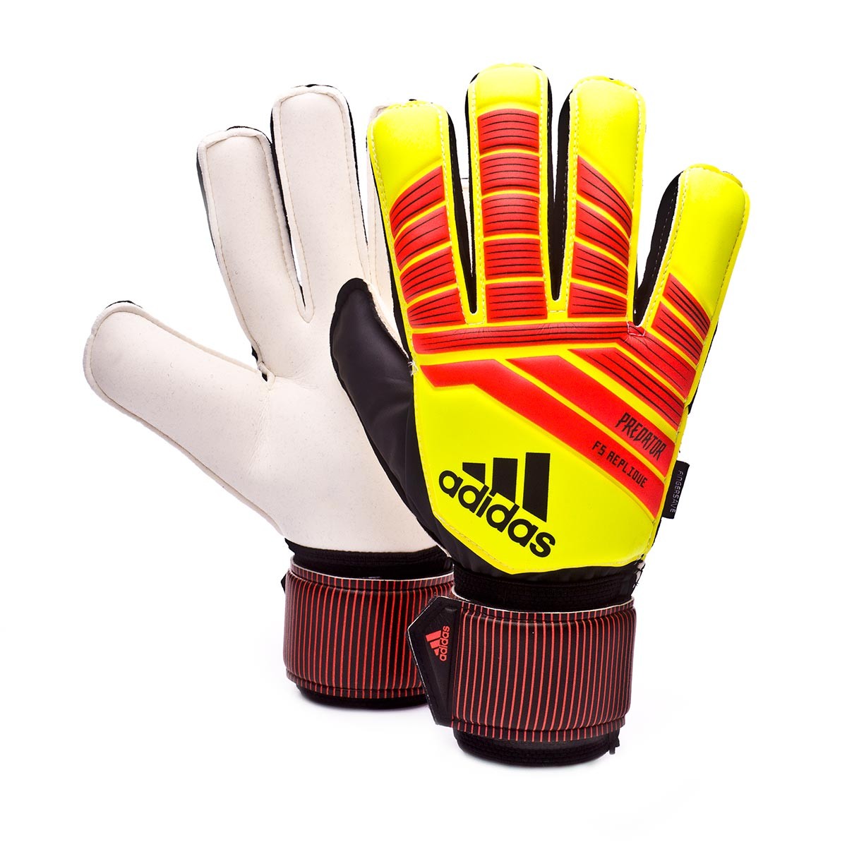Glove adidas Predator Fingersave Rep Solar yellow-Solar red-Black -  Football store Fútbol Emotion