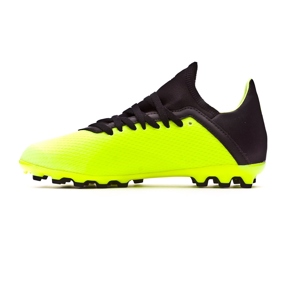 Bota de fútbol adidas X 18.3 AG Niño Solar yellow-Core black-Solar yellow -  Tienda de fútbol Fútbol Emotion