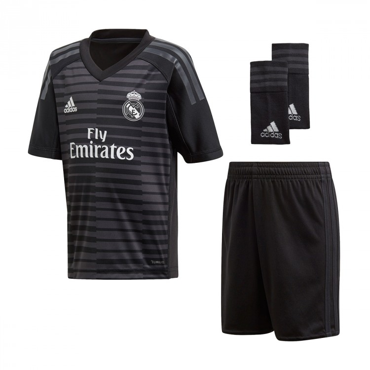 Conjunto adidas Real Madrid Portero Primera Equipación 2018-2019 Niño Black-Carbon - Tienda de ...