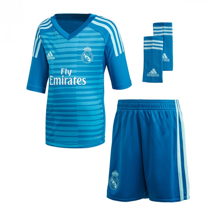 Conjunto adidas Real Madrid Portero Segunda Equipación 2018-2019 Niño Bold aqua-Unity blue ...