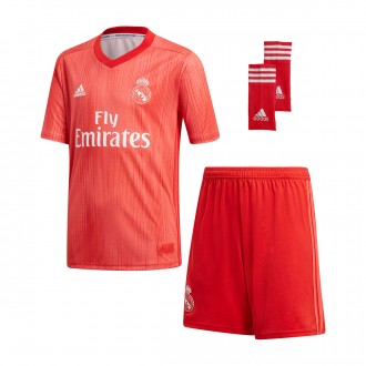 Conjunto  adidas Real Madrid Tercera Equipación 2018-2019 Niño Real coral-Vivid red