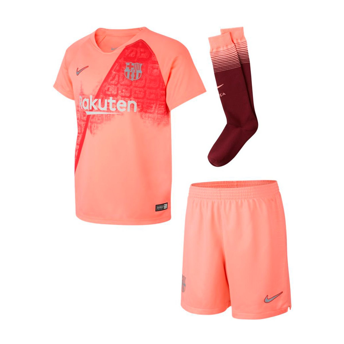 Conjunto Nike FC Barcelona Tercera Equipación 2018-2019 Niño Light atomic  pink-Silver - Tienda de fútbol Fútbol Emotion