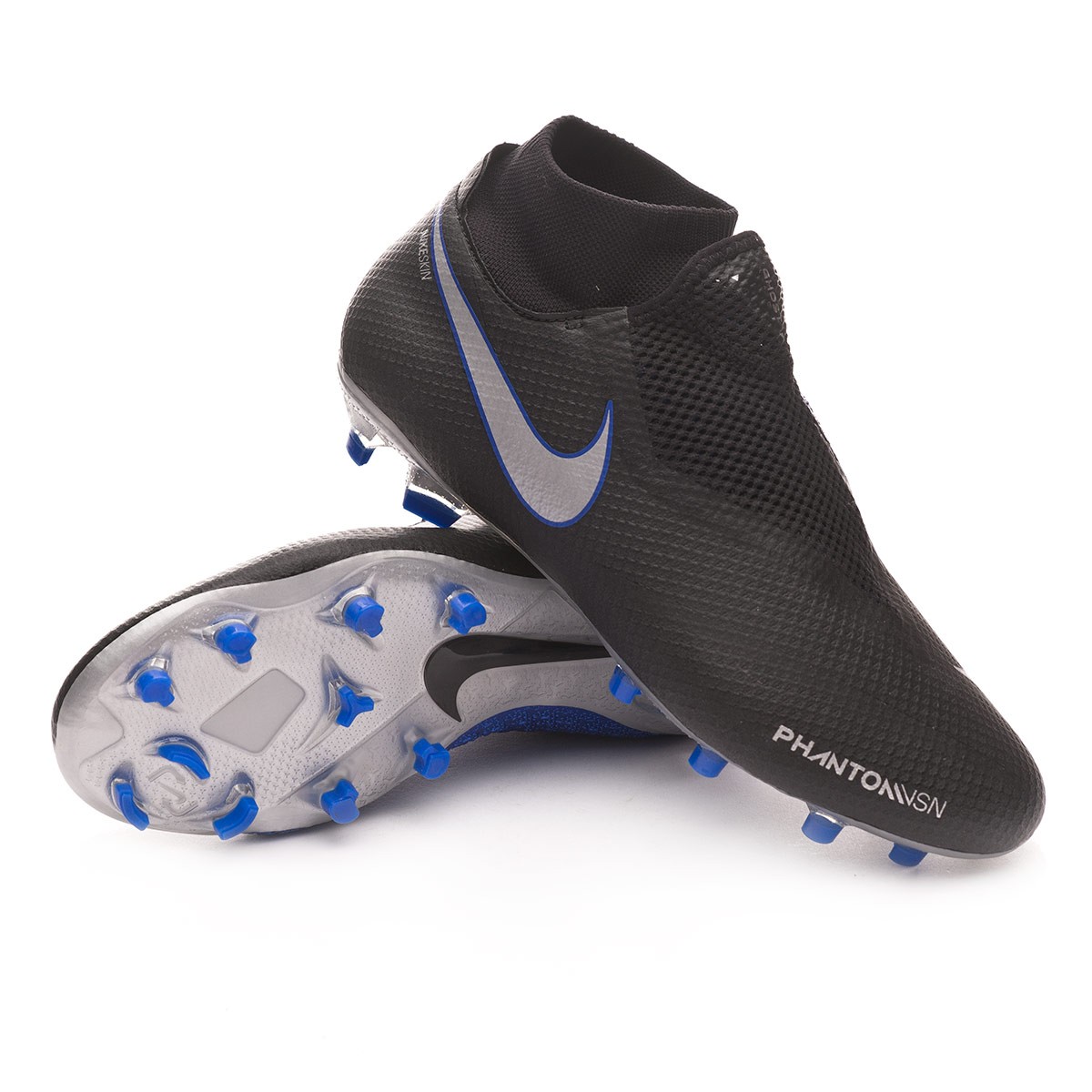 Football Boots Nike Phantom Vision Pro DF FG Black-Metallic silver-Racer  blue - Football store Fútbol Emotion