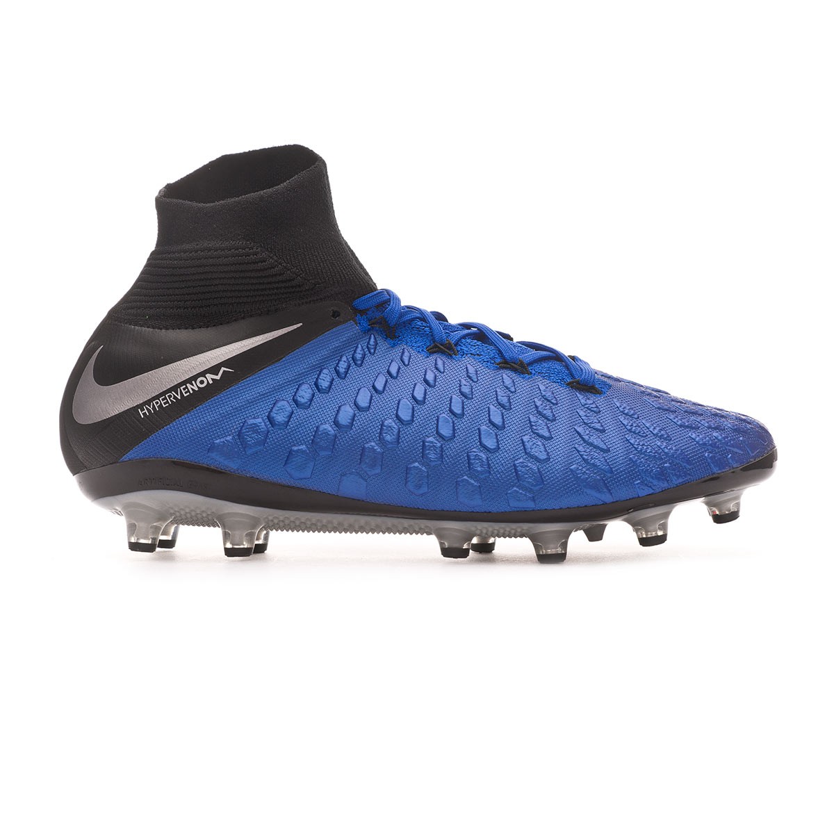 Football Boots Nike Hypervenom Phantom III Elite DF AG-Pro Racer blue-Metallic silver-Black-Volt - Football store Fútbol Emotion