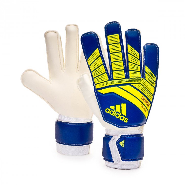 blue and yellow football gloves
