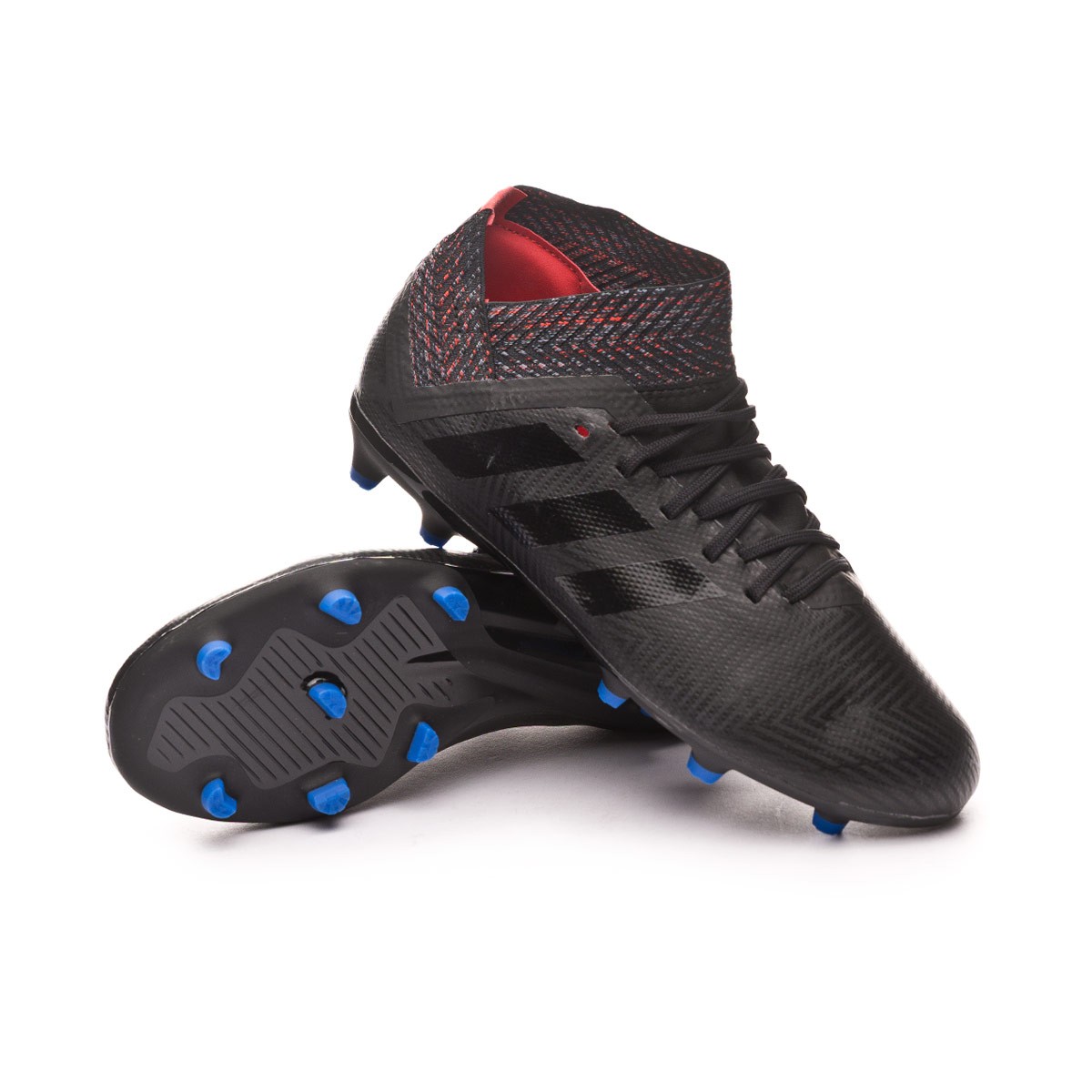 black and blue football boots