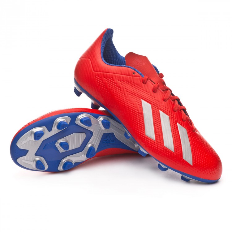 Zapatos de fútbol adidas X 18.4 FG Active red-Silver metallic-Bold blue -  Tienda de fútbol Fútbol Emotion