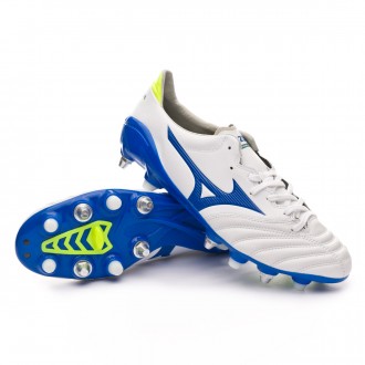 Chuteira  Mizuno Morelia Neo II MIX White-Wave cup blue-Safety yellow