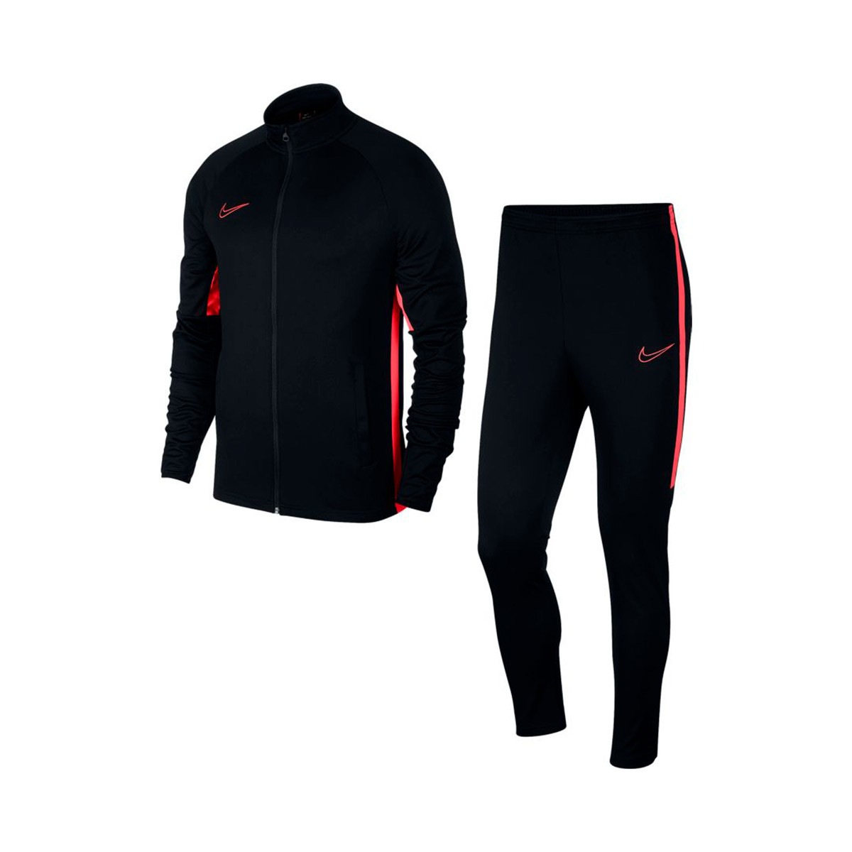 nike football academy tracksuit set in black