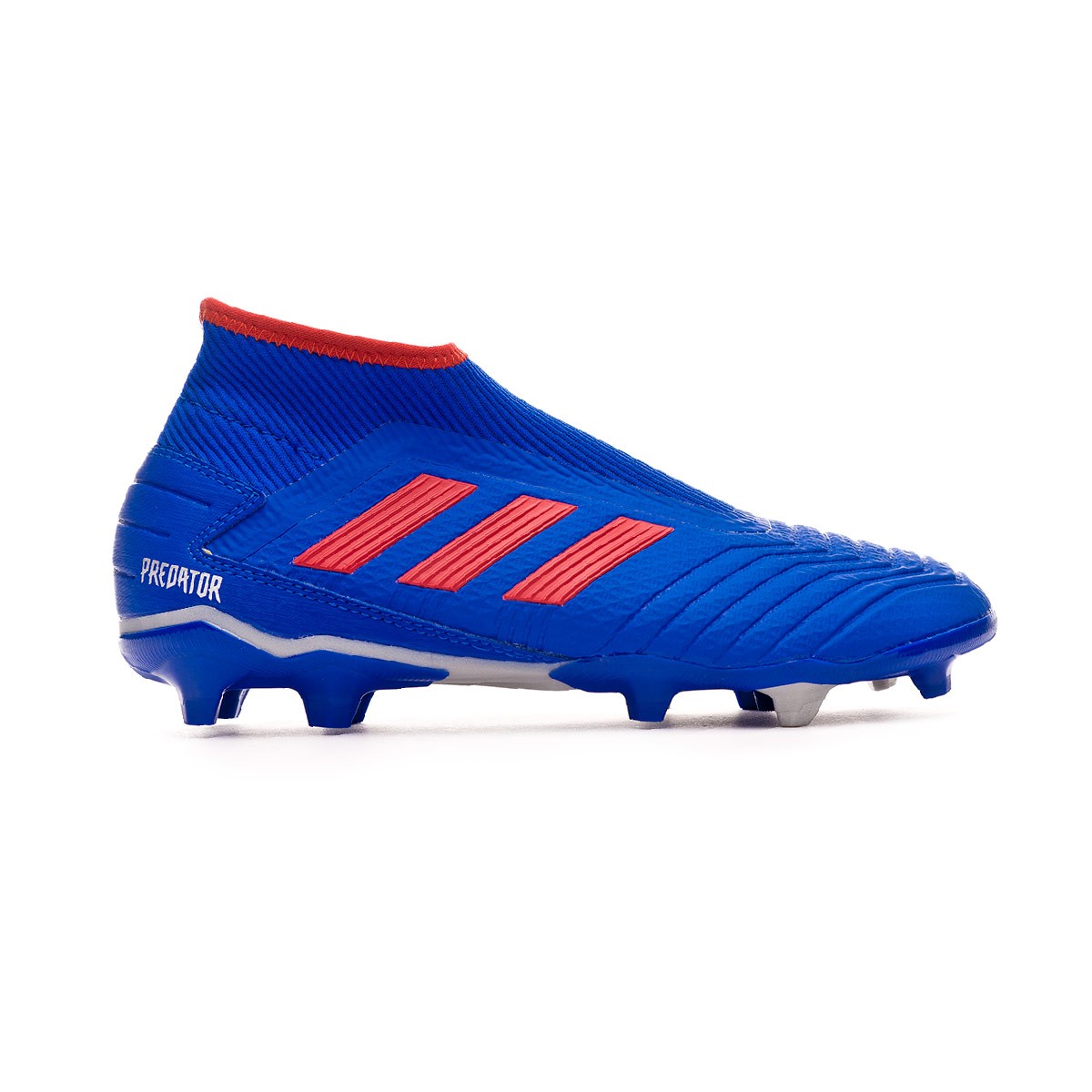 red laceless football boots