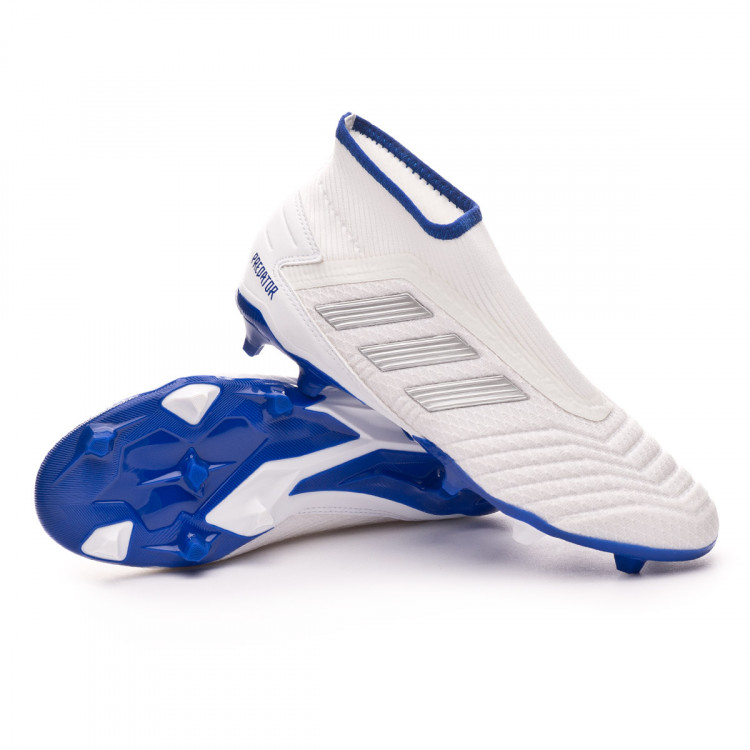 blue laceless football boots