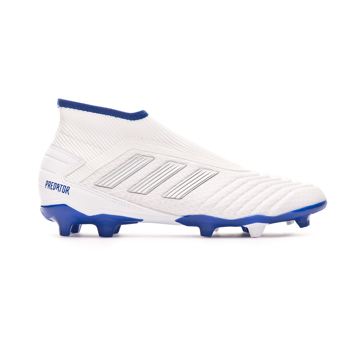 blue laceless football boots