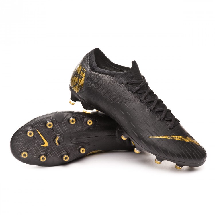 Football Boots Nike Mercurial Vapor XII Elite AG-Pro Black-Metallic vivid  gold - Football store Fútbol Emotion