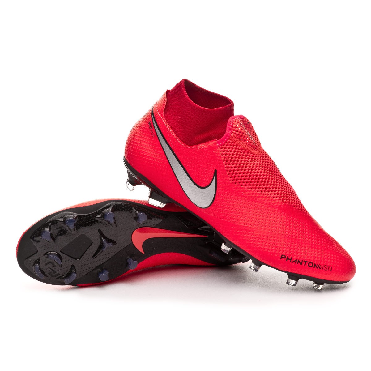 Football Boots Nike Phantom Vision Pro DF FG Bright crimson-Metallic silver  - Football store Fútbol Emotion