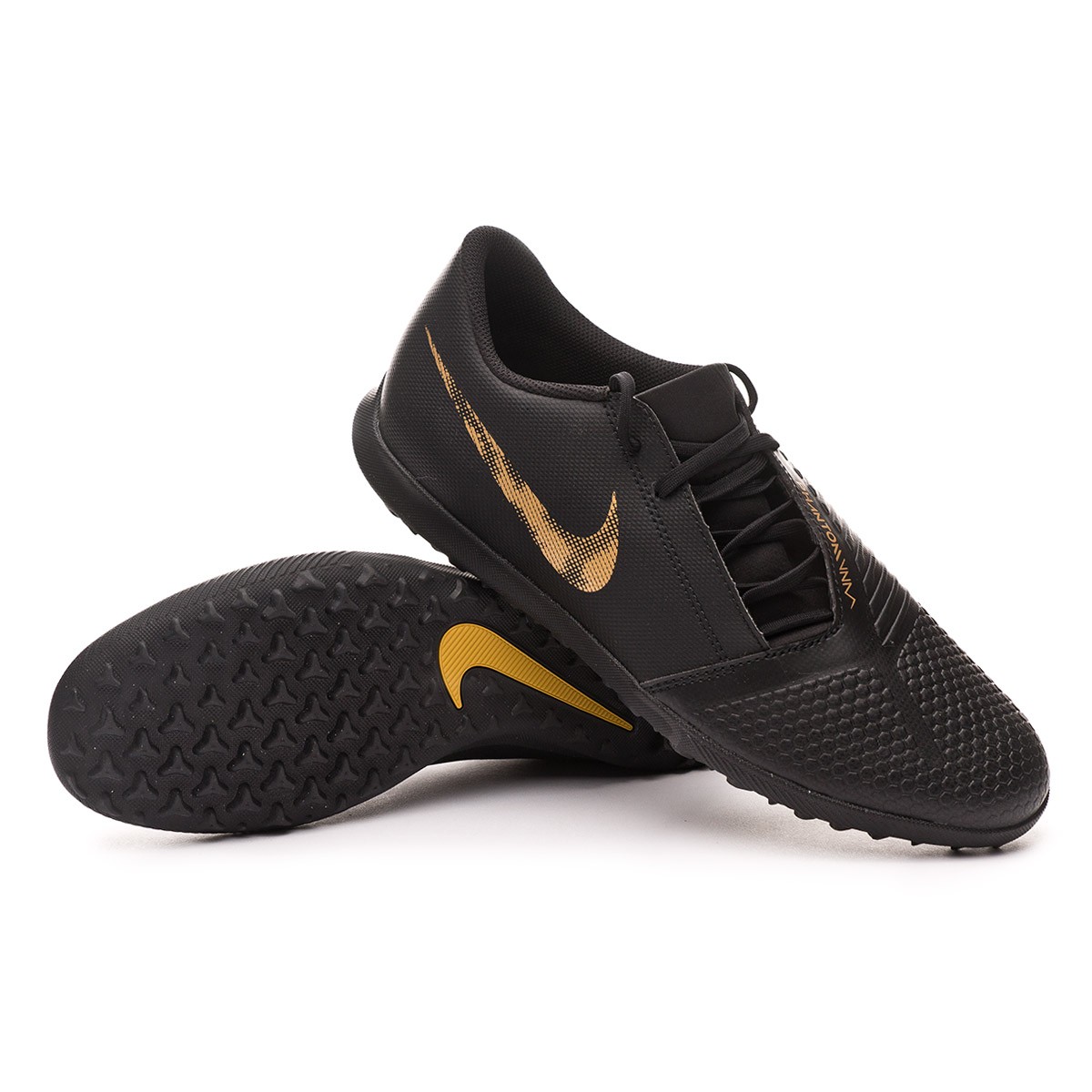 black and gold nike turfs