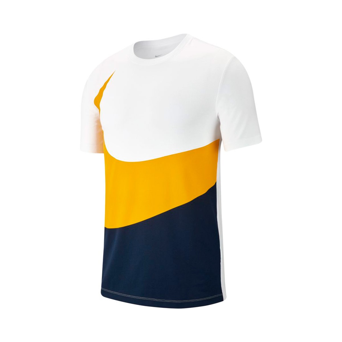 white and yellow nike shirt