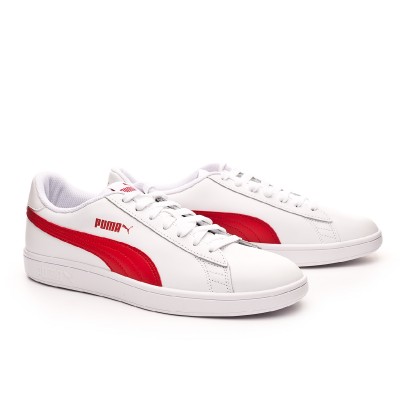 puma smash v2 white red