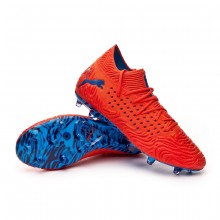 Football Boots Puma Future 19 1 Netfit Fg Ag Red Blast Bleu Azur