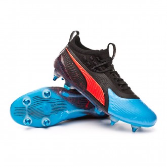 Chuteira  Puma One 19.1 Mx SG Bleu azur-Red blast-Black