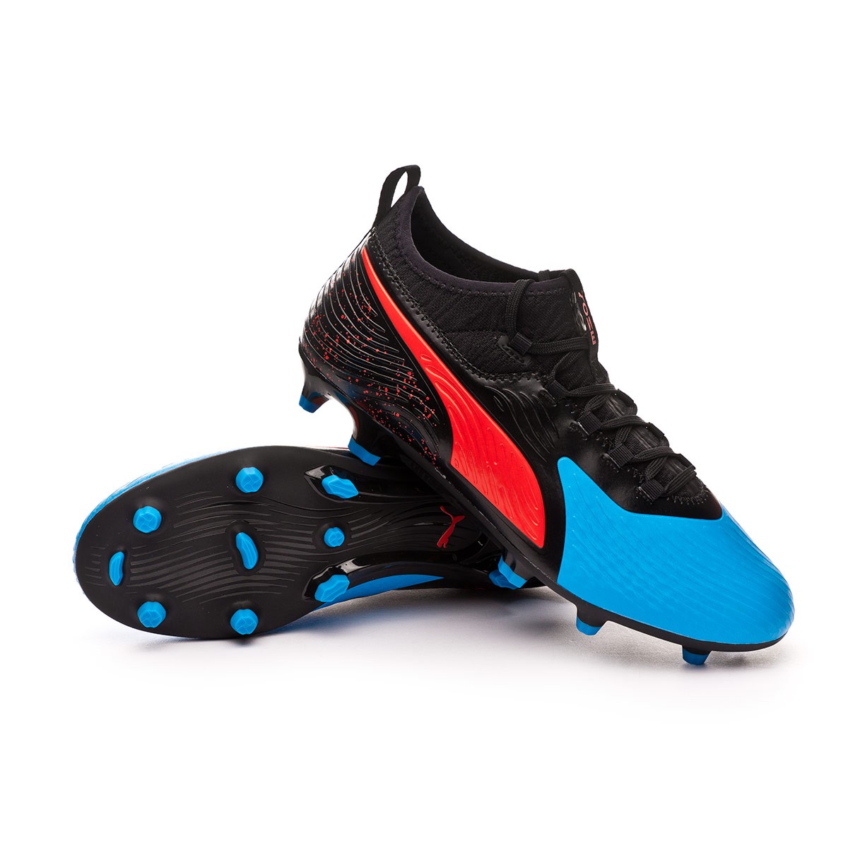 Football Boots Puma One 19.3 Syn FG/AG Bleu azur-Red blast-Black - Football  store Fútbol Emotion