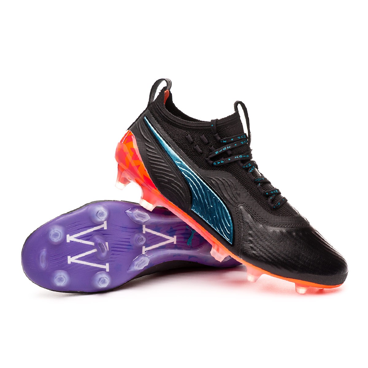 Football Boots Puma One 19.1 MVP FG/AG Black-Caribean sea-Purple-Shocking  orange - Football store Fútbol Emotion