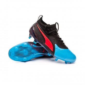 Chuteira  Puma One 19.1 FG/AG Crianças Bleu azur-Red blast-Black