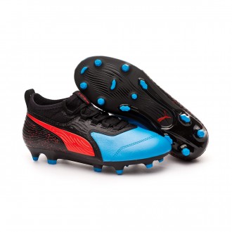 Chuteira  Puma One 19.3 FG/AG Crianças Bleu azur-Red blast-Black
