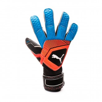 Luvas Puma One Grip 1 Hybrid Pro Black-Bleu azur-Red blast