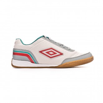 Sapatilha de Futsal Umbro Futsal Street V IC Dawn blue-High rise-Fiery red-Spectra green