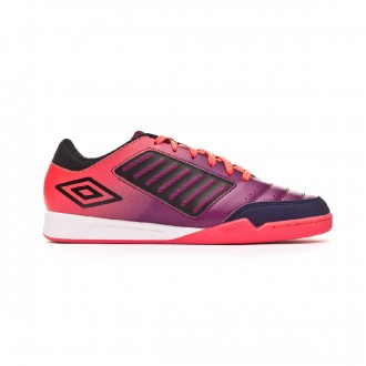 Sapatilha de Futsal Umbro Chaleira Liga IC Plum caspia-Black-Eclipse-Lava pink