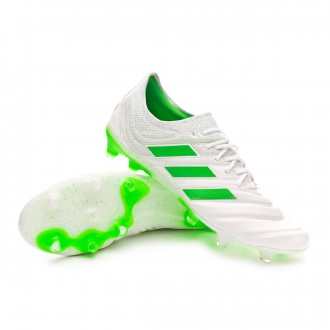 Chuteira  adidas Copa 19.1 FG White-Solar lime
