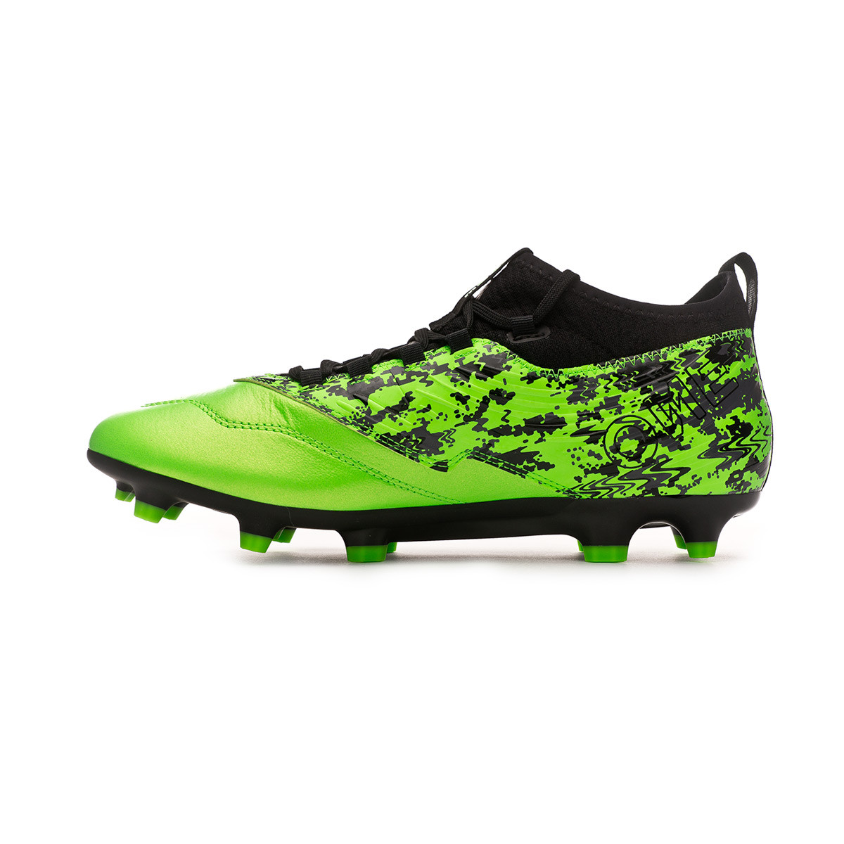 puma green and black football boots